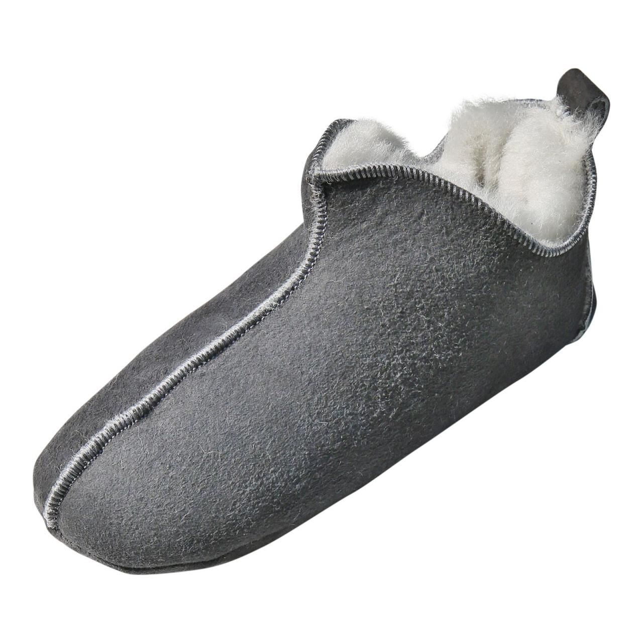 Lammfell Hausschuhe - BALI GRAU/WEIß - Schuhgröße: EUR 36