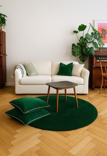 Lammfellteppich Merino Kreis Grün Ø 90 cm