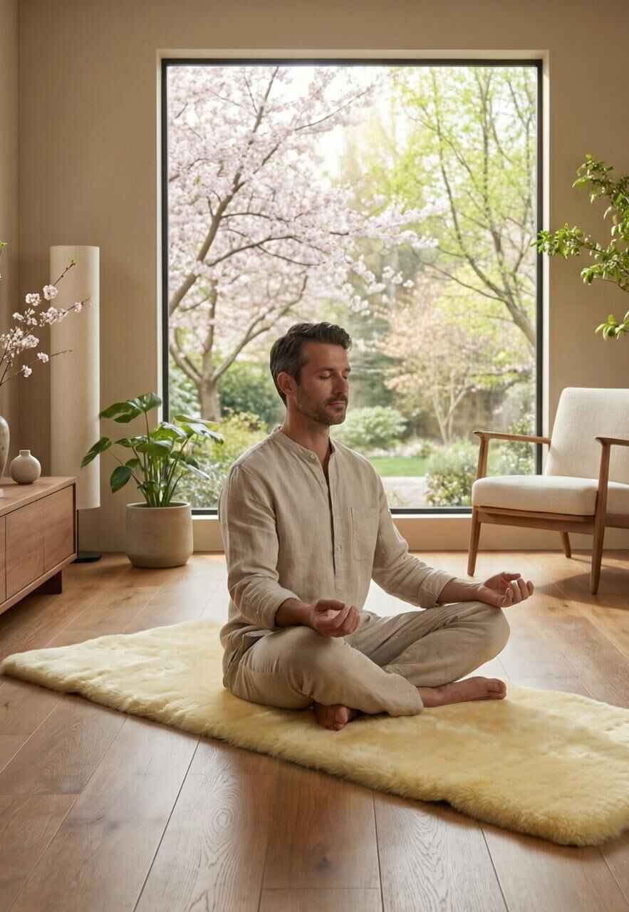 Yogamatte aus Lammfell ökologischer Gerbung versch. Größen - Größe: 85 x 45