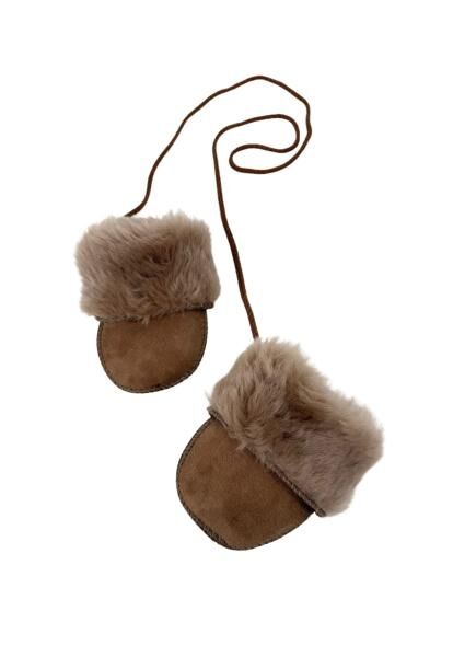 Merino Lammfell Baby Fäustlinge - Beige (0-1 Jahr)