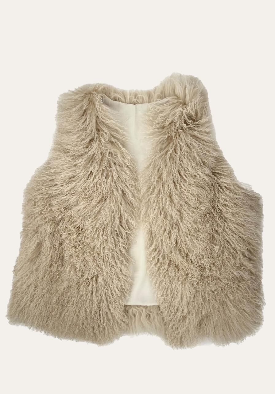 Lammfellweste Tibet Beige - Größe: L/XL