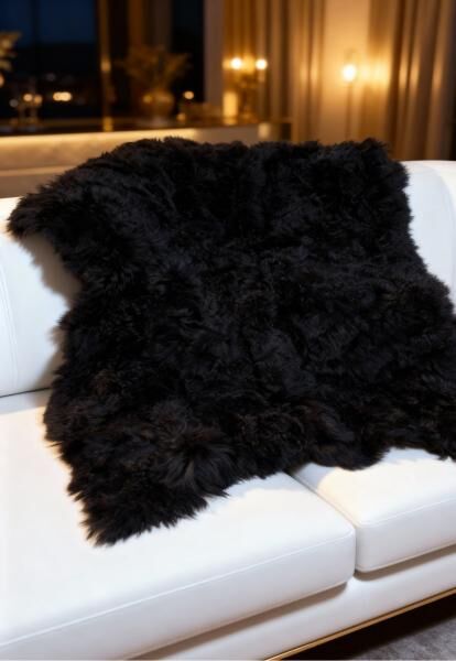 Lammfelldecke Toscana 200 x 185 cm Modell 2524 Schwarz