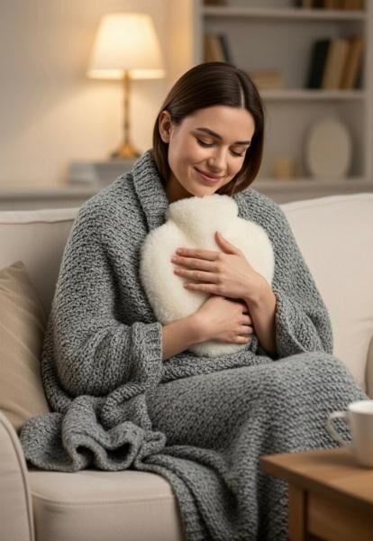 Lammfell Wärmflasche Herz 0,7 L Weiß