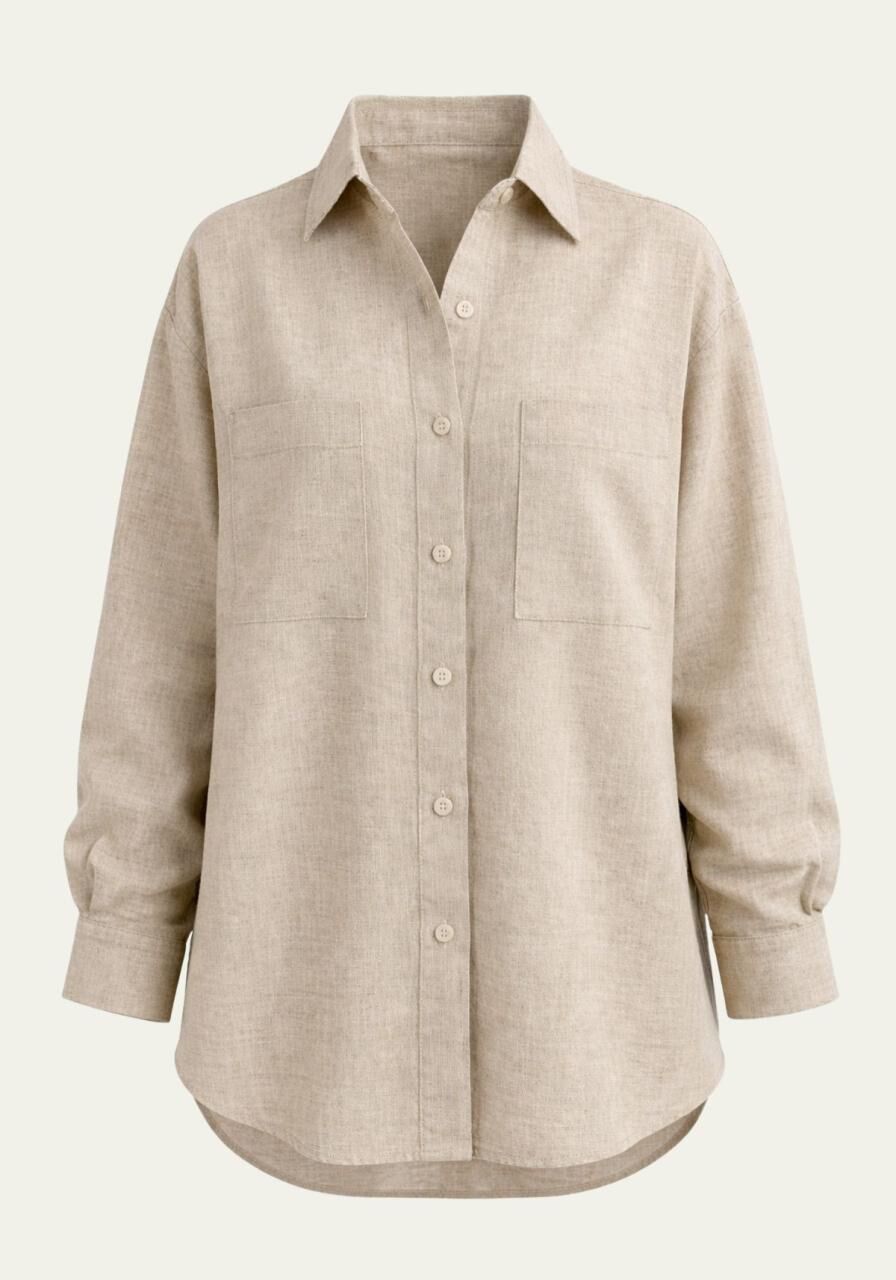 Damenhemd in Beige - Locker geschnitten -