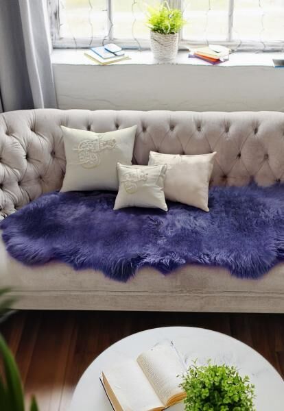 Lammfell Läufer 2 Felle zusammengenäht Lavendel