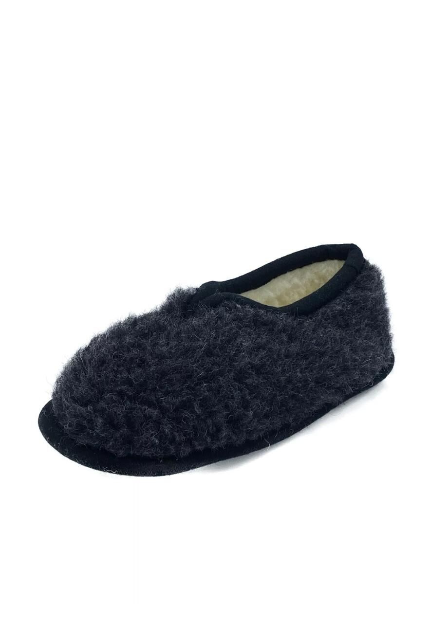 Hausschuhe aus Merinowolle - FOGGIA - Farbe: Schwarz | Schuhgröße: EUR 35/36