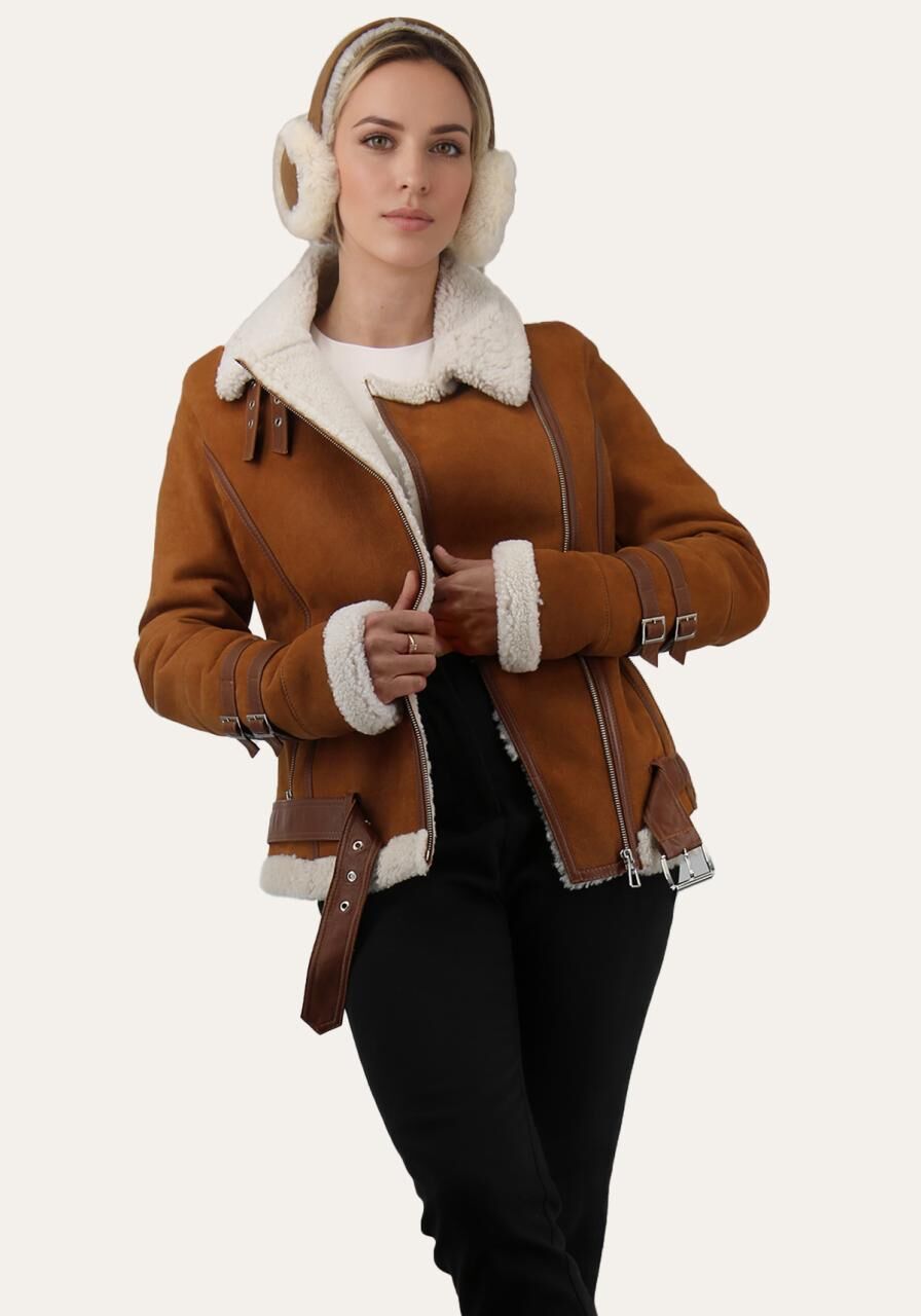 Lammfelljacke Melli Beese Cognac - Größe: XS