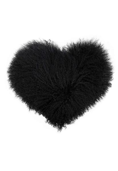 Lambskin Pillow - TIBET HEART BLACK