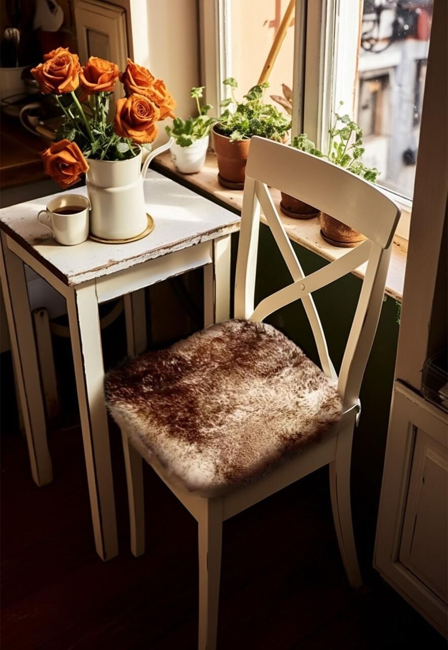 Lammfell Sitzkissen 40 x 40 cm Stracciatella -