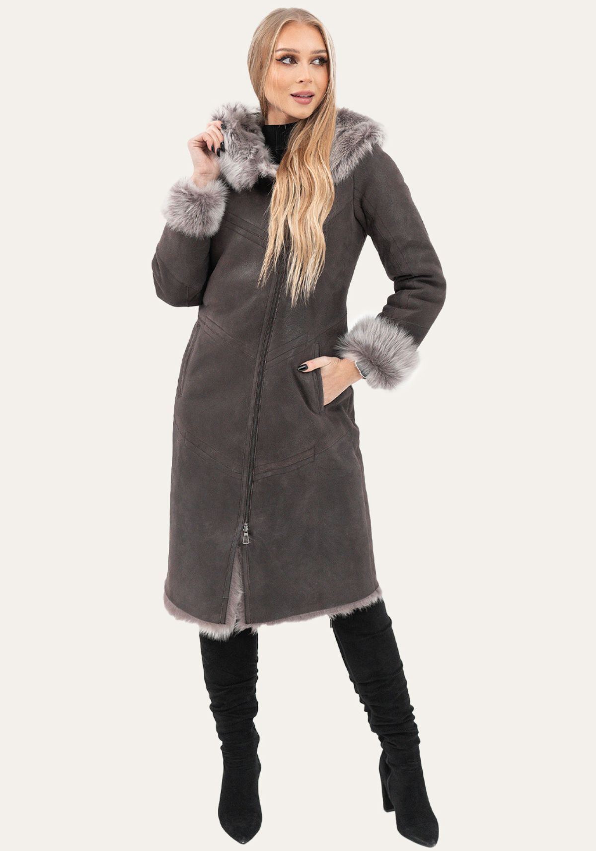Lambskin Coat FREYA Brown