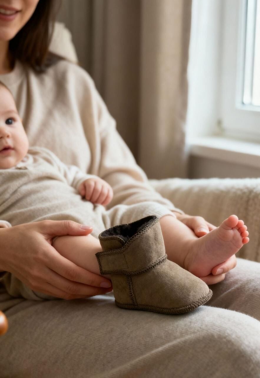 Baby Lammfellschuhe MIT KLETTVERSCHLUSS Braun – Weich, wa... - Schuhgröße: EUR 20-21