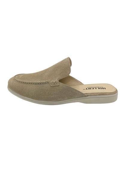 Herren Slipper aus Echtleder Beige - Komfort Mule HOL51