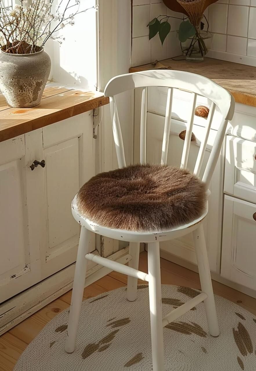 Lammell Sitzkissen Ø 40 cm Braun -