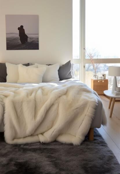 Lammfelldecke in Champagner Naturweiß