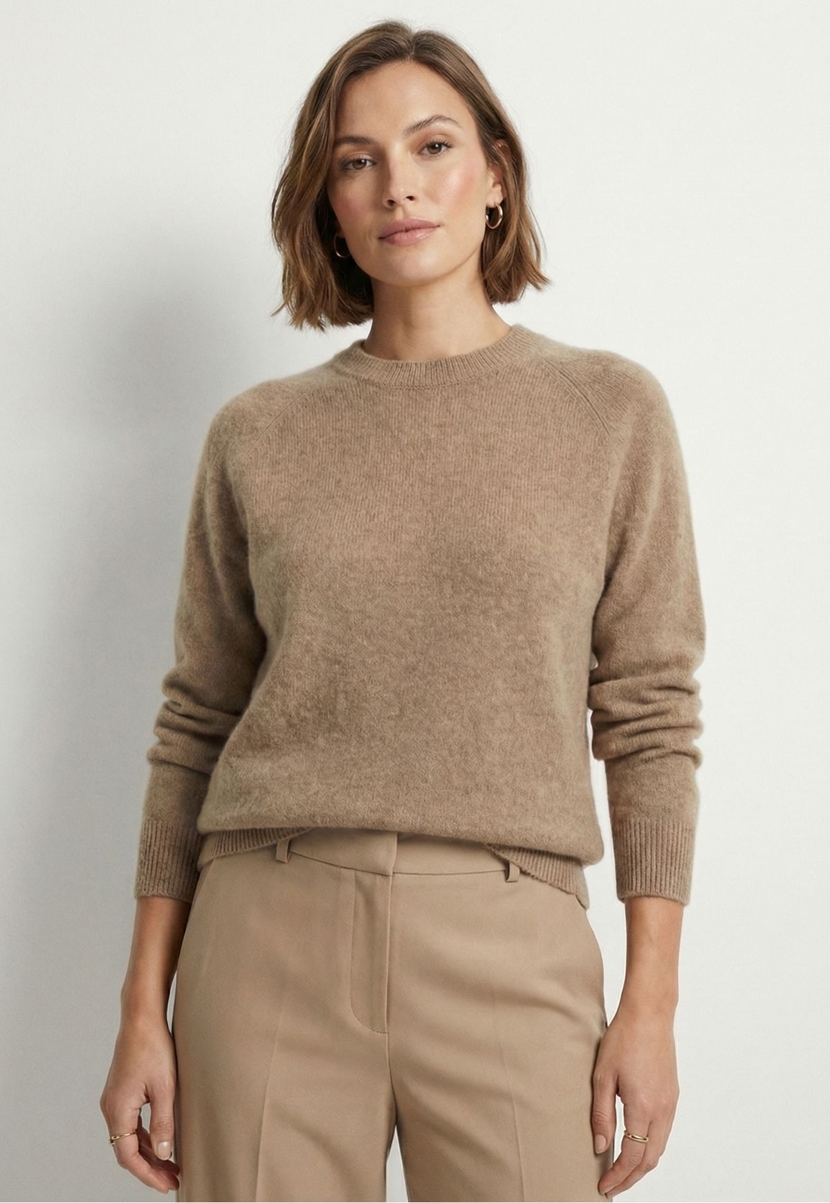 Damen Cashmere Sweater – Beige