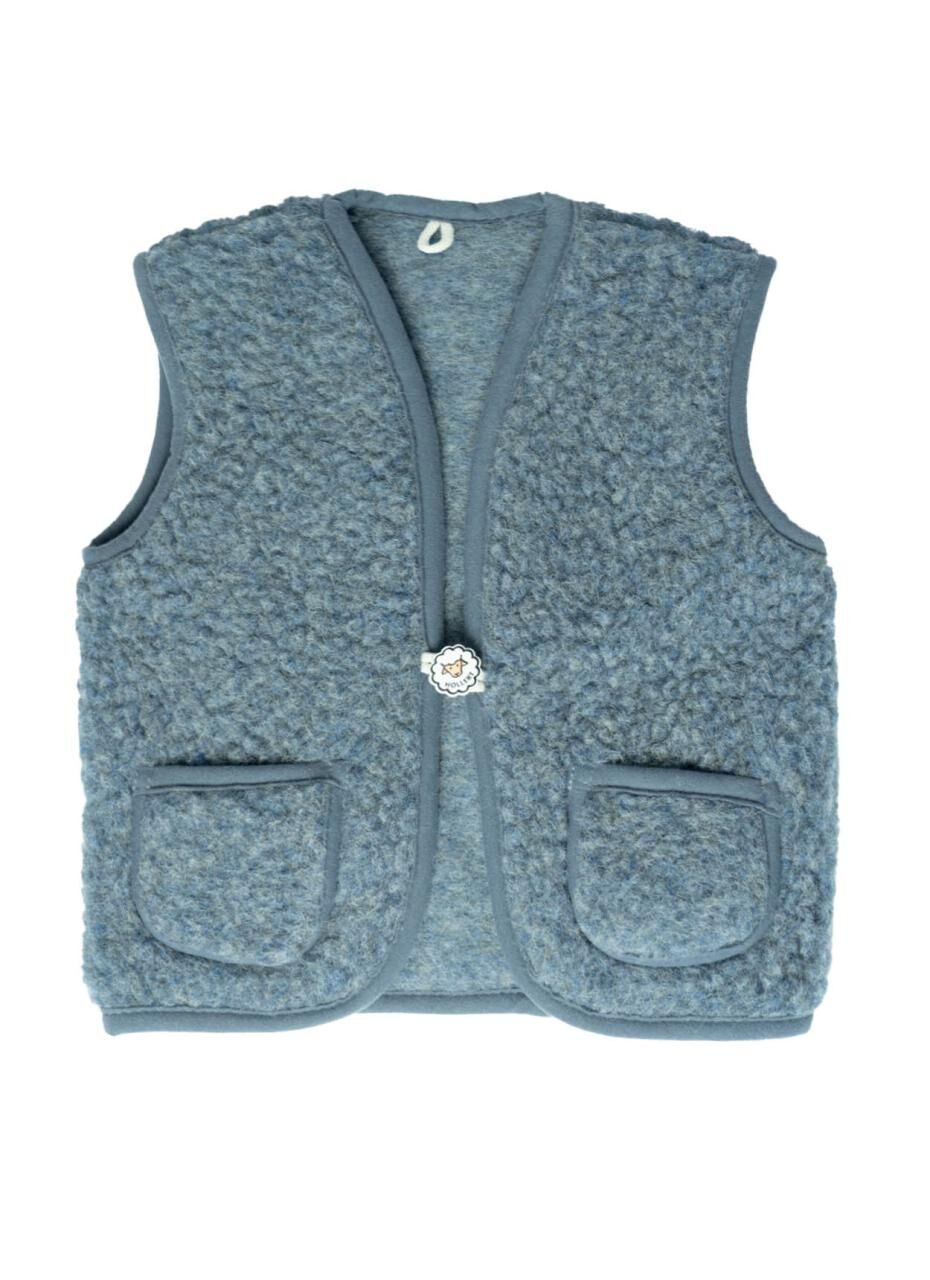 Merino Wollweste für Kinder - PINOCCHIO - Farbe: Blau | Größe: 98