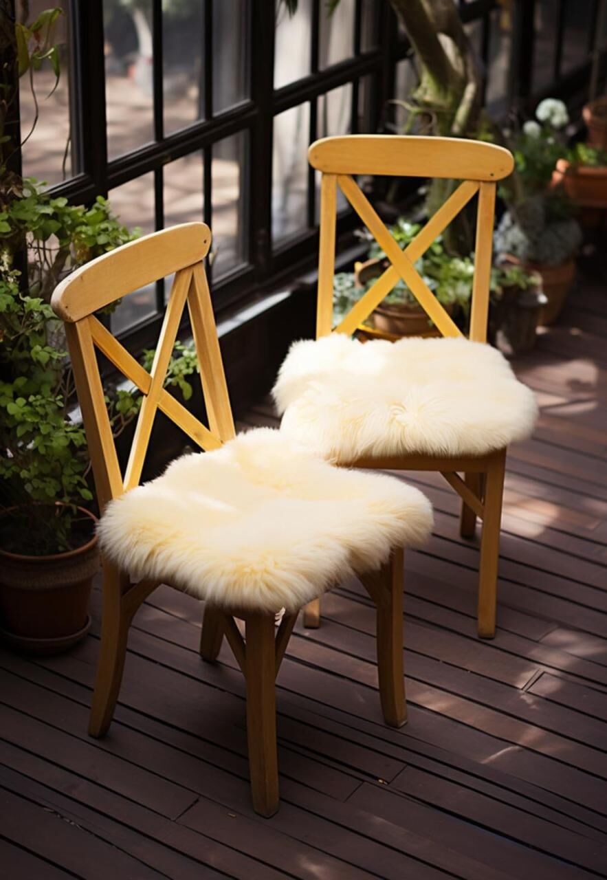 Lammfell Sitzkissen 40 x 40 cm Champagner -