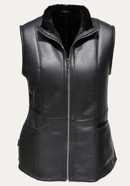 Anschmiegsame Lammfellweste für Damen Farbe Schwarz