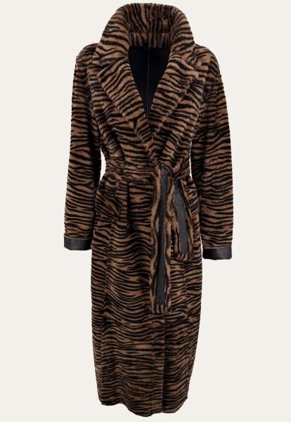 Lammfellmantel Jade zum Wenden im Tiger-Look