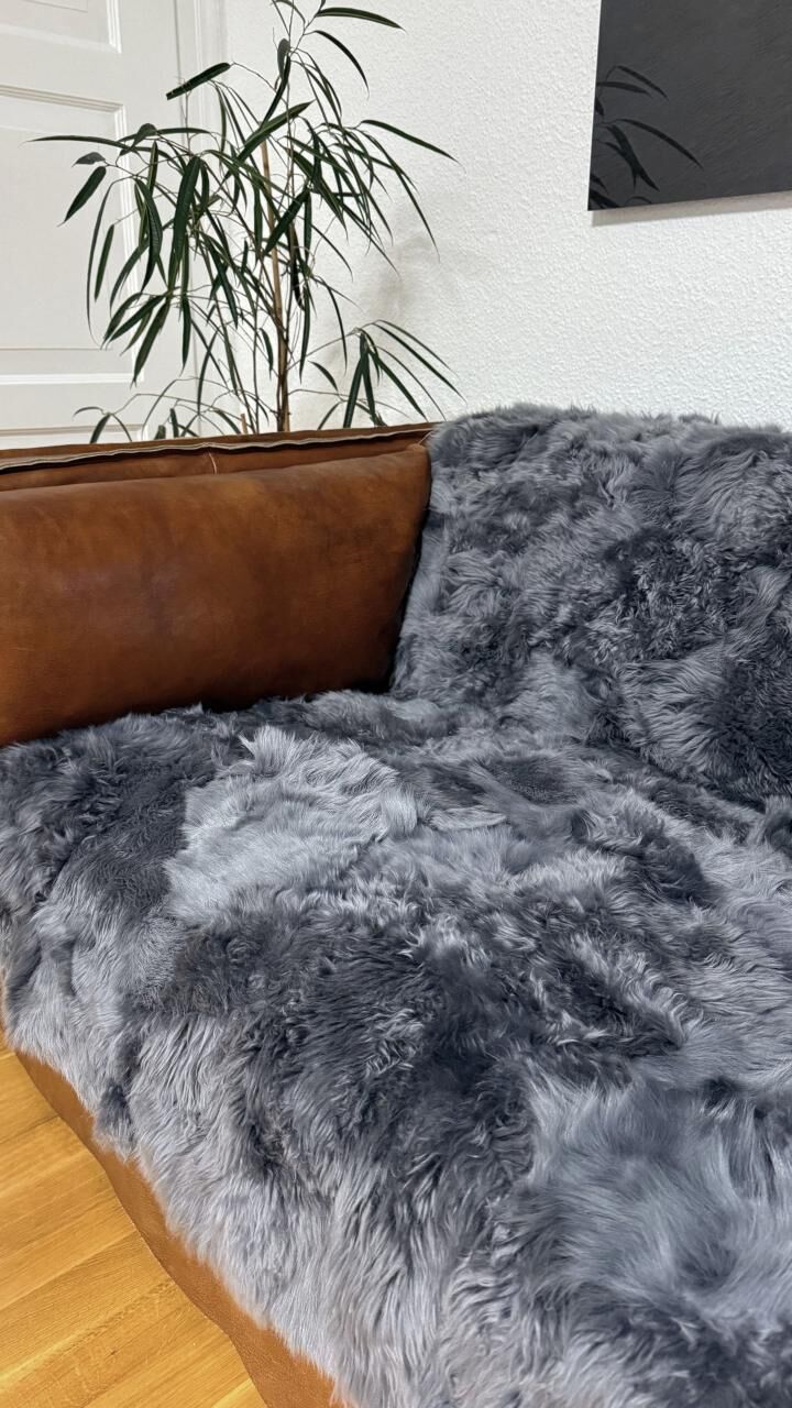 Lammfelldecke Toscana 185 x 155 cm Modell 2563 Dunkelgrau -