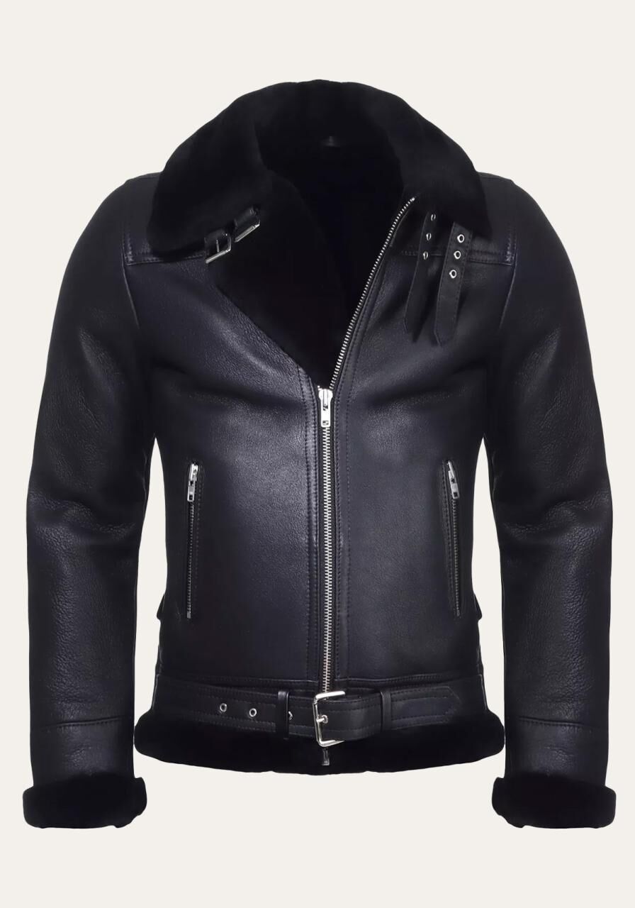 Lammfelljacke - JAMES - Größe: M | Farbe: Schwarz