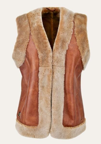 Lammfellweste Heidi Kastanie