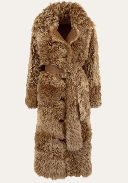 Curly Wendemantel Noella aus Lammfell in Beige