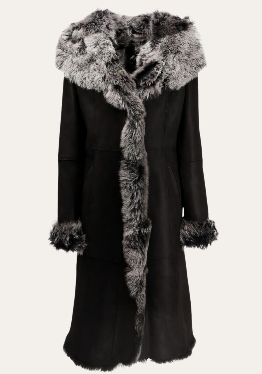 Toscana Lammfellmantel Charlene Schwarz - Größe: L