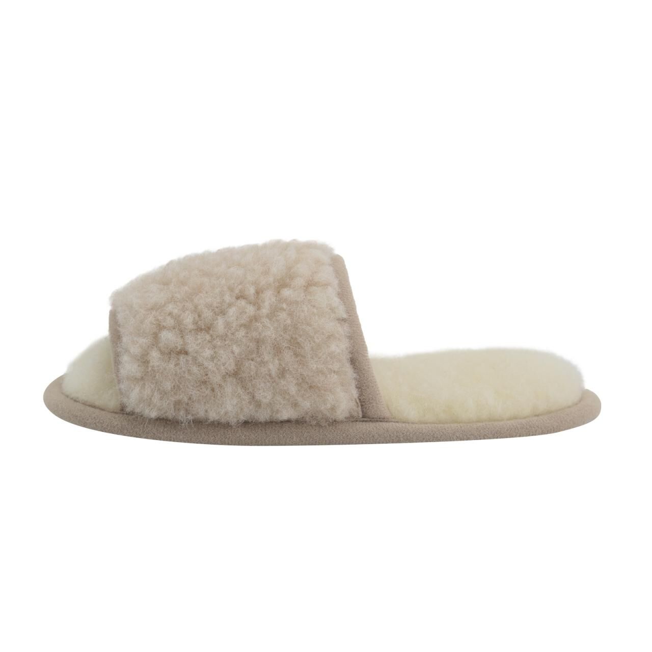 Hausschuhe Pantoffeln aus Merinowolle - BECKY - Farbe: Beige | Schuhgröße: EUR 41/42