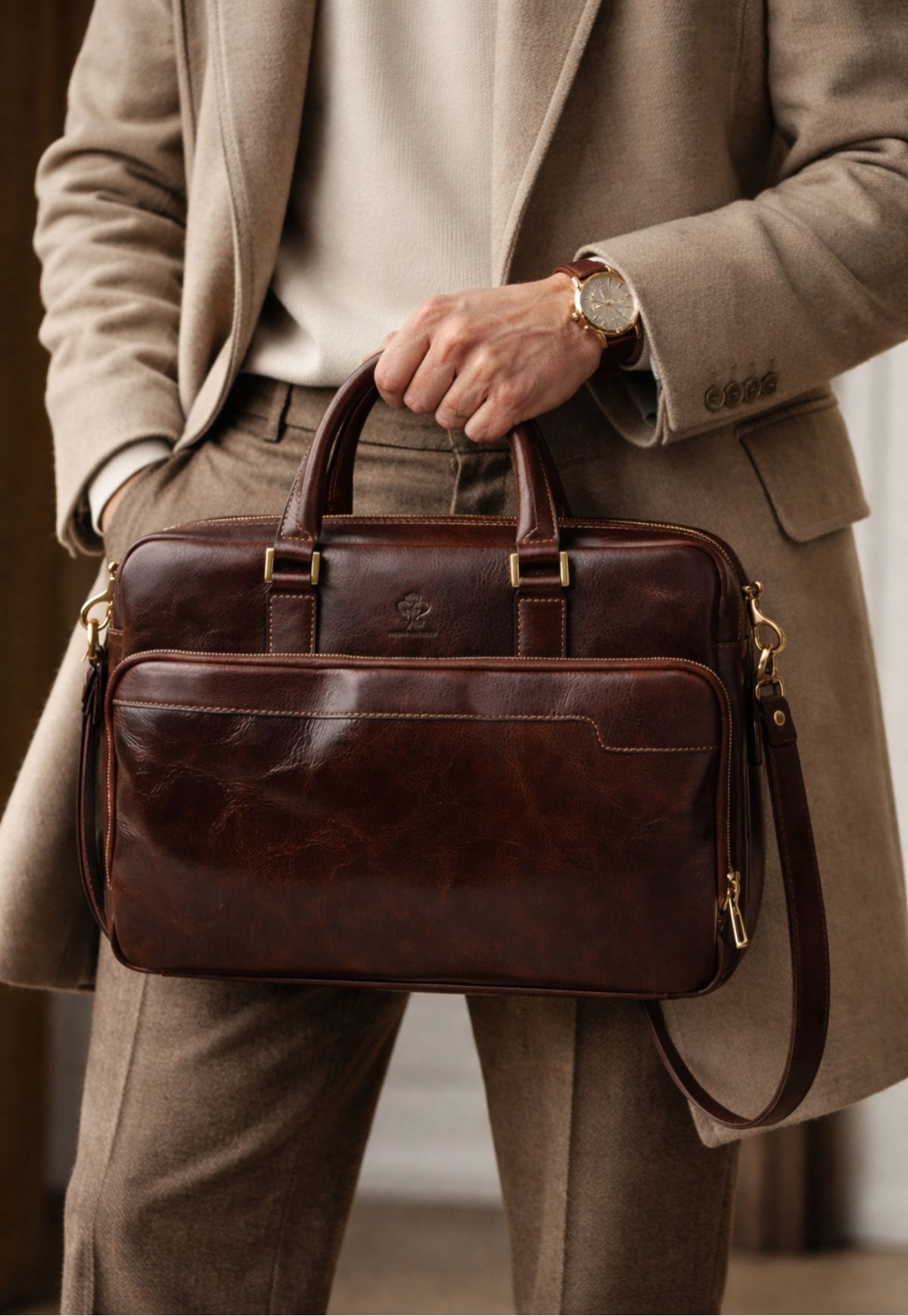 Aktentasche Laptoptasche Modell „Mantova“ – Exklusive Leder Business Tasche