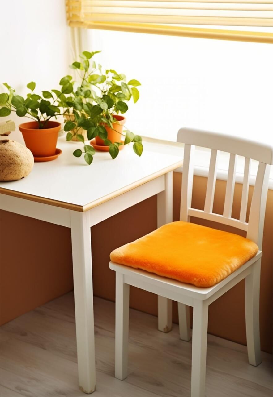 Lammfell Sitzkissen 40 x 40 cm Orange -