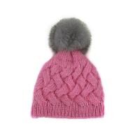 Knitted Hat Fairy with Pelt Pompom Pink