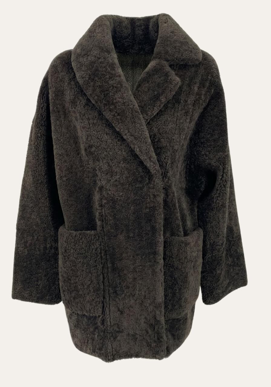Shearling Lammfelljacke Khaki – Zeitlos & Elegant - Größe: M