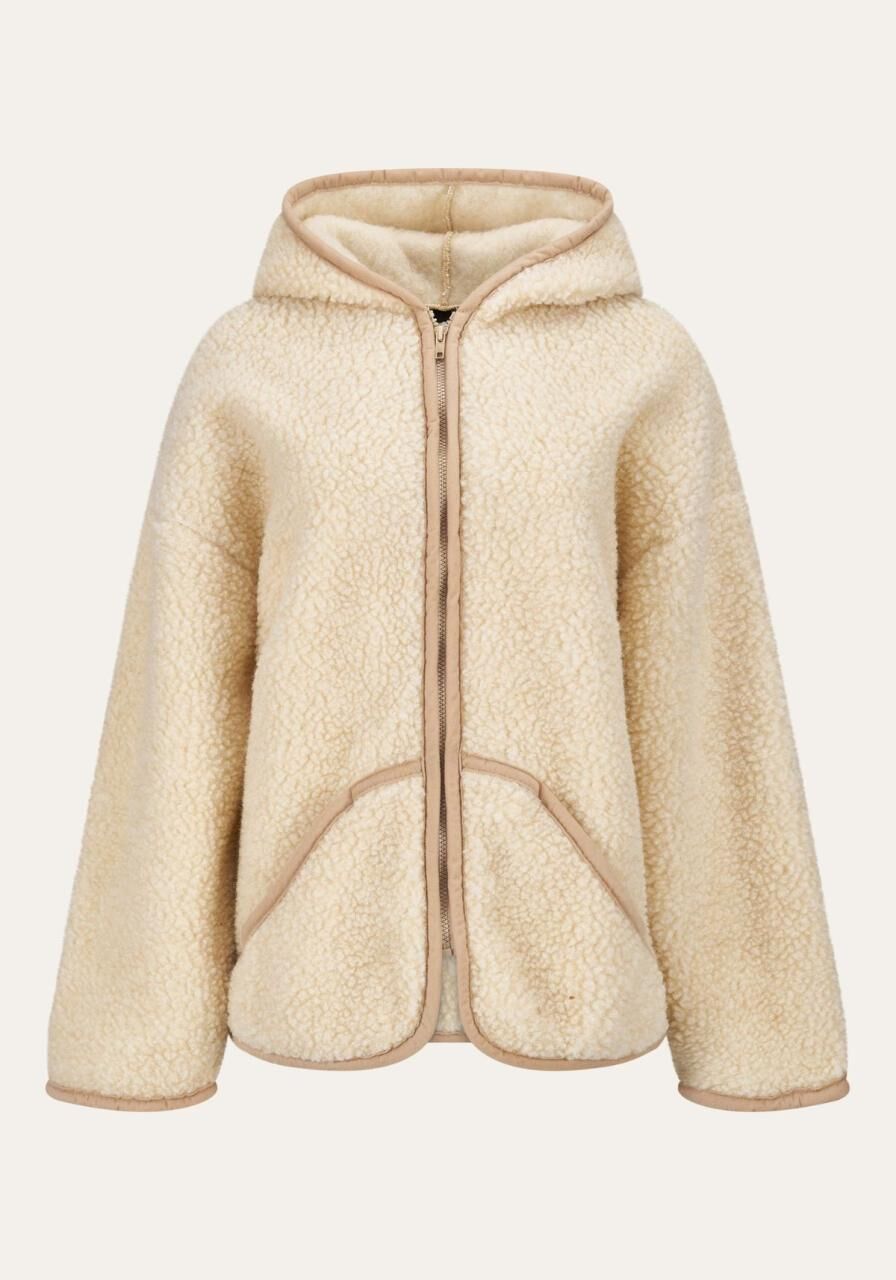 Merino Wolljacke - NELLY BEIGE - Größe: S/M