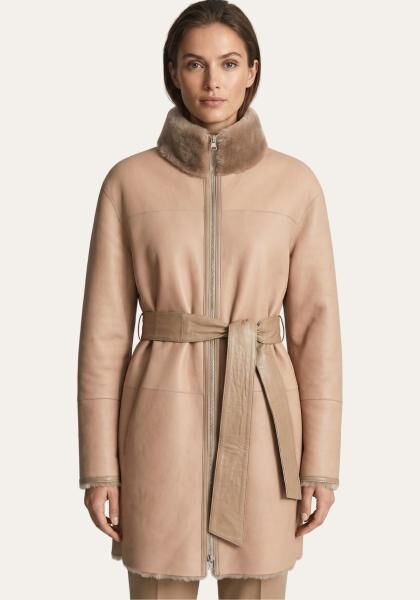 Wende-Lammfellmantel aus Shearling Beige Modell 3002