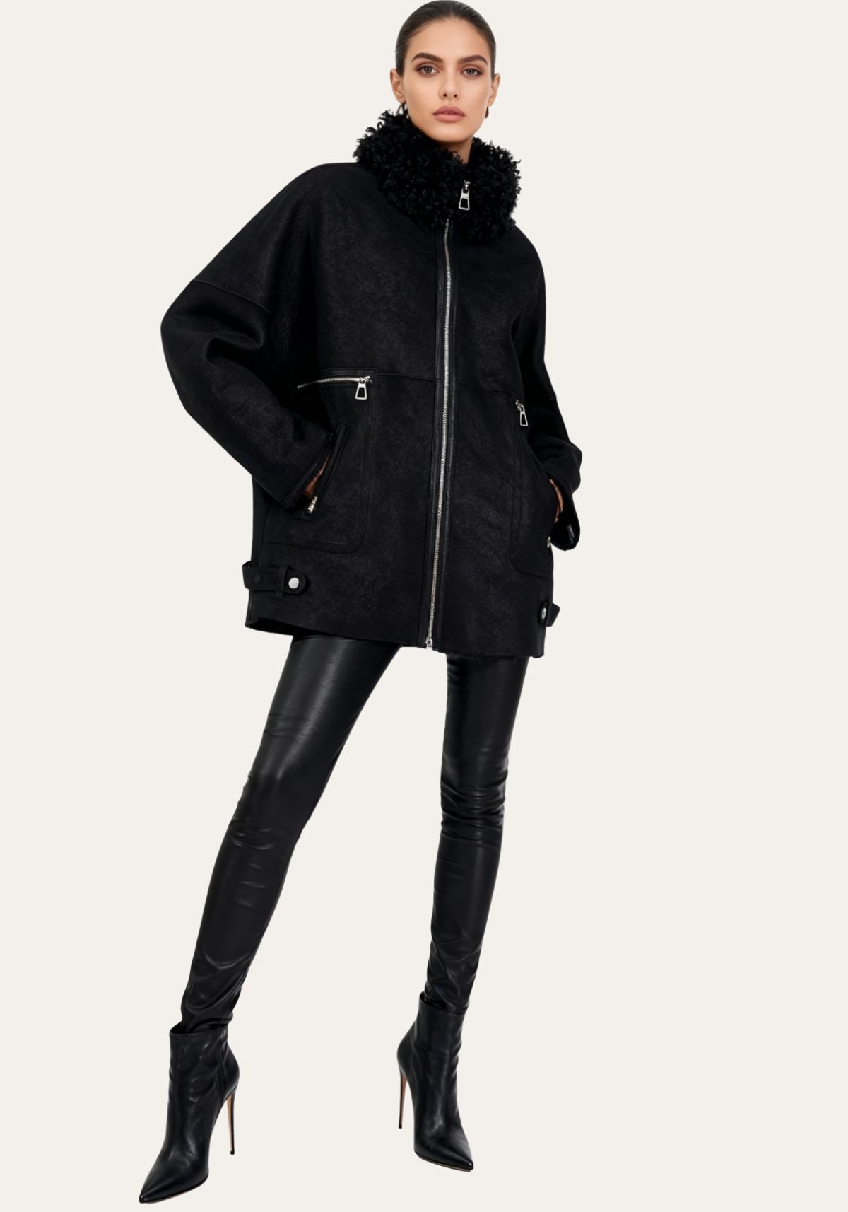 Shearling Jacke aus Lammfell mit stilvollem Curly-Kragen