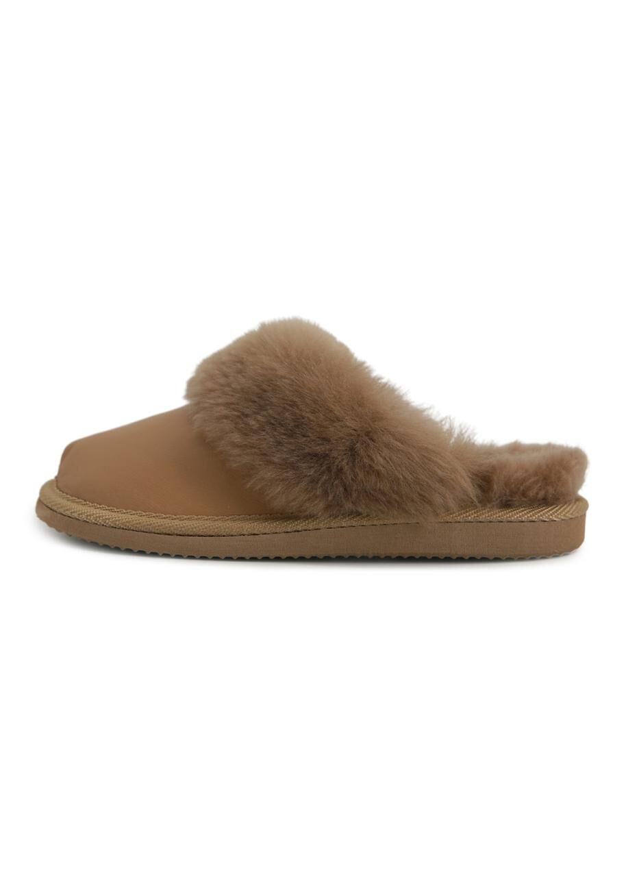 Lammfell Hausschuhe - MALIBU MILCHKAFFEE - Schuhgröße: EUR 42