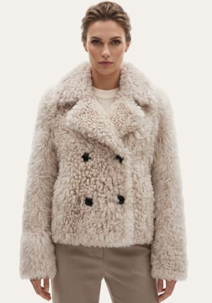 Curly Lammfelljacke in Creme-Beige Modell 1043