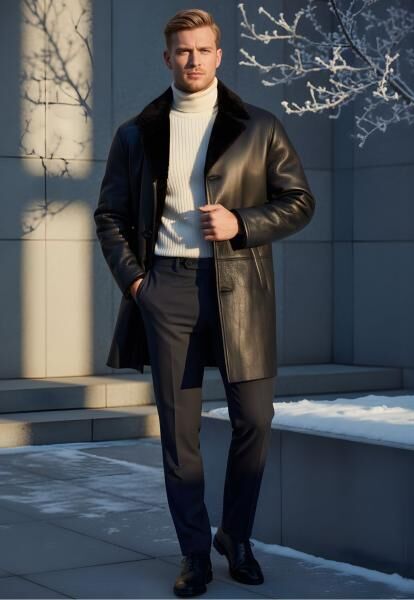 Lammfellmantel Sten Schwarz