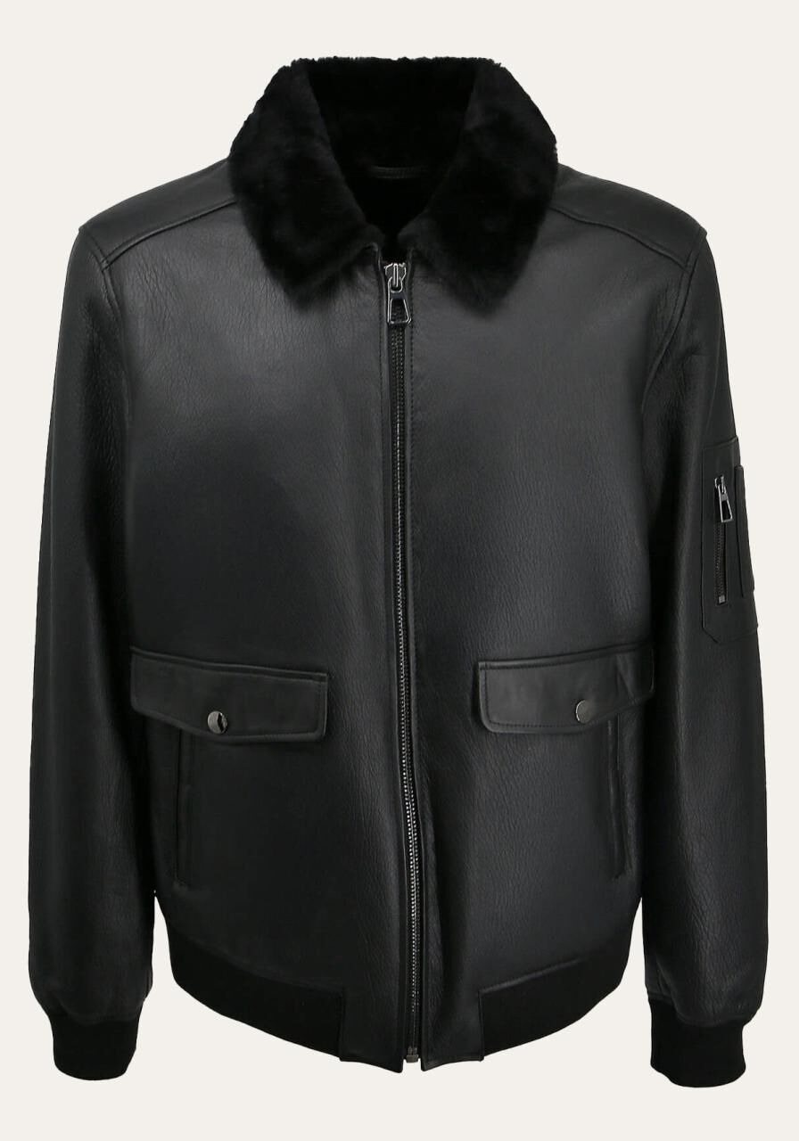 Lammfelljacke Soren Schwarz - Größe: M