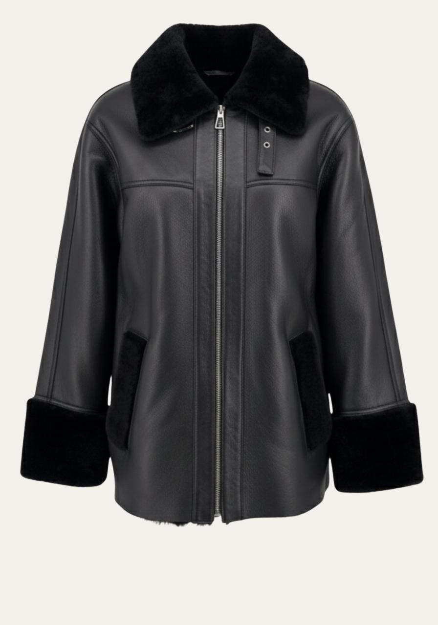 Shearling-Lammfelljacke – Ruhe in Form und edler Struktur - Größe: L