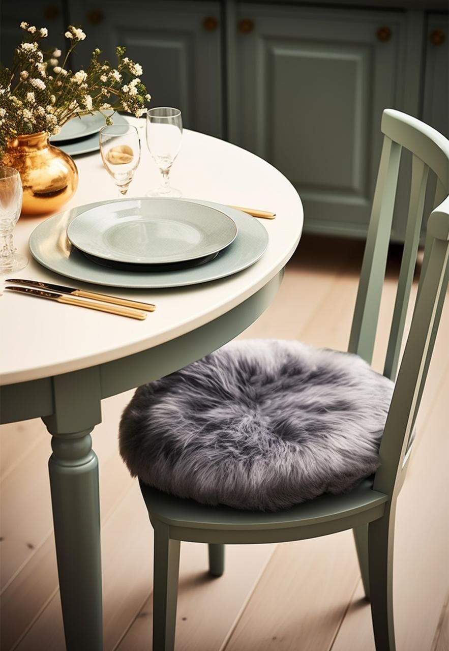 Lammfell Sitzkissen Ø 40 cm Grau -
