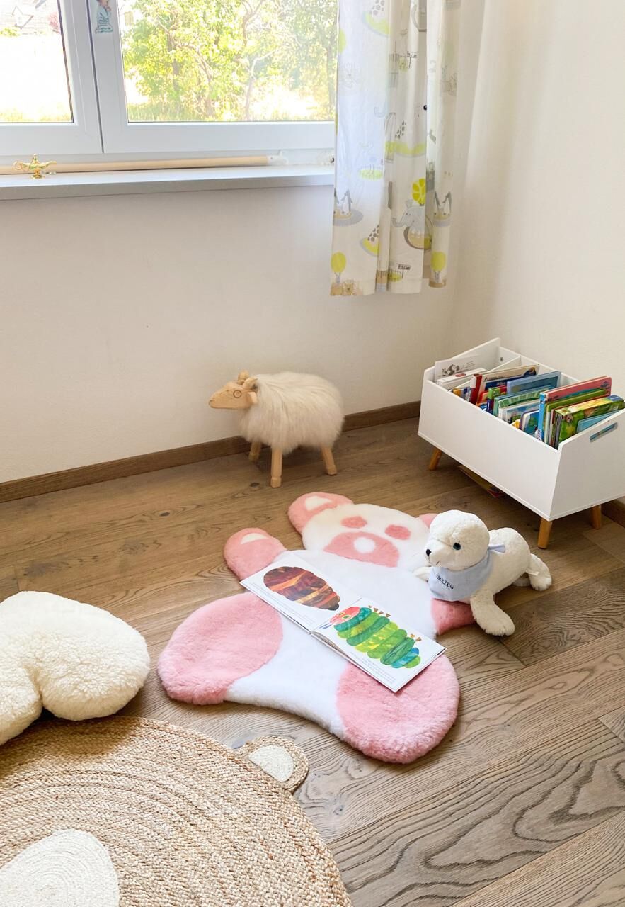Teddy Teppich aus echtem Merino Lammfell Rosa -