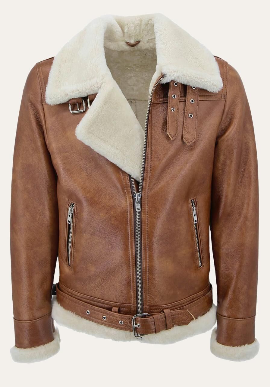 Lammfelljacke - JAMES KASTANIE/CREME - Größe: M