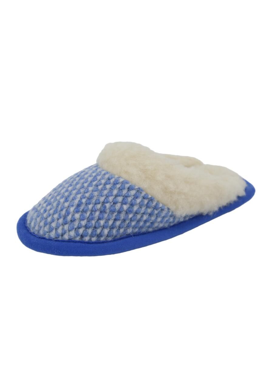 Hausschuhe Pantoffeln aus Merinowolle - PAULA - Farbe: Blau | Schuhgröße: EUR 37/38