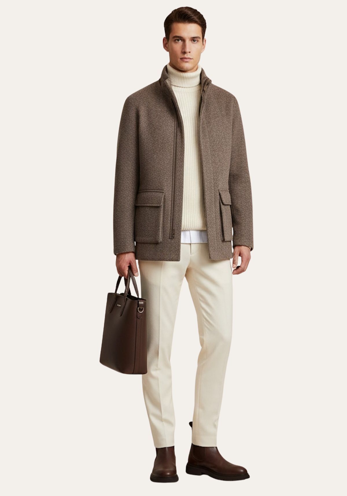 Jacke aus Kaschmir & Wolle mit Kapuze Adriano