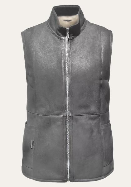 Anschmiegsame Lammfellweste für Damen Farbe Grau
