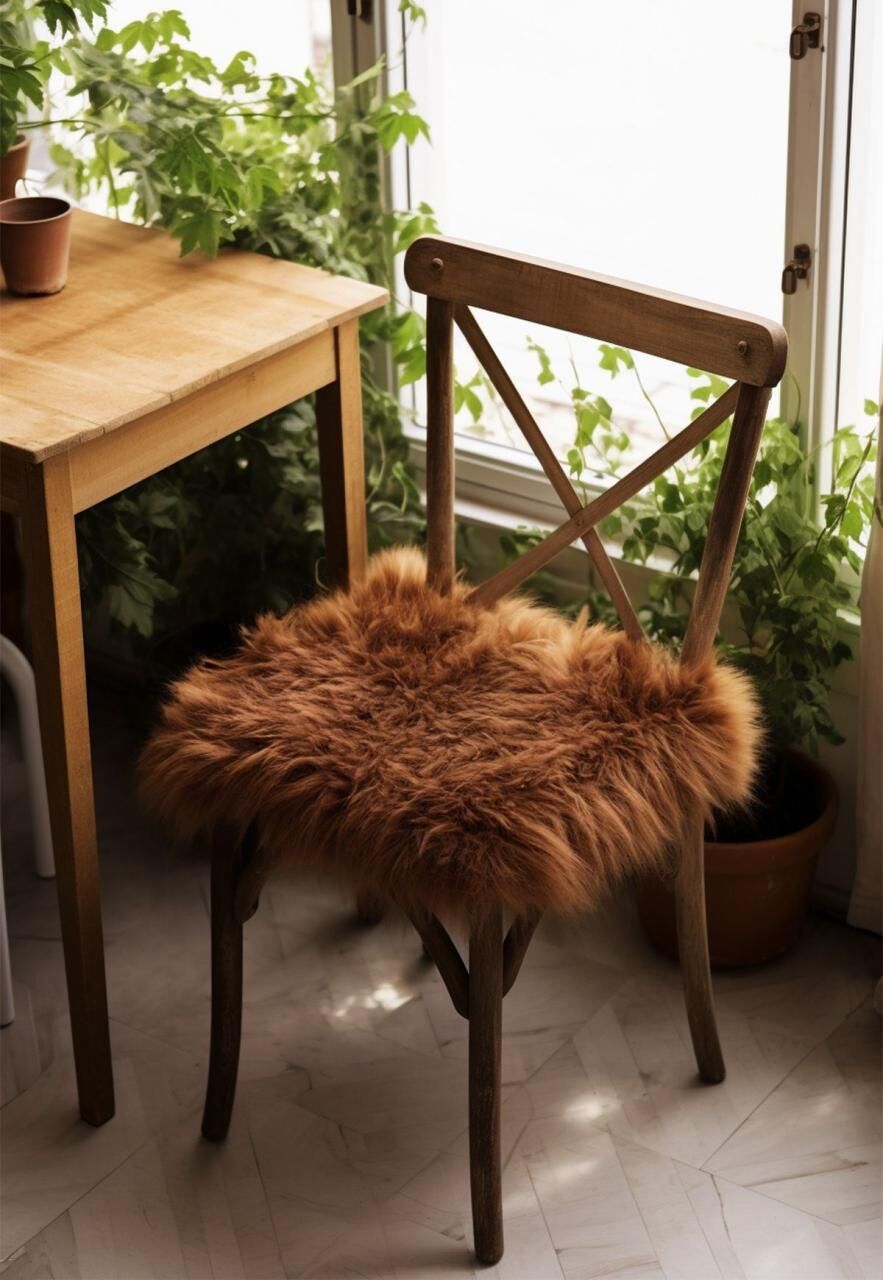 Lammfell Sitzkissen 40 x 40 cm Grizzly -
