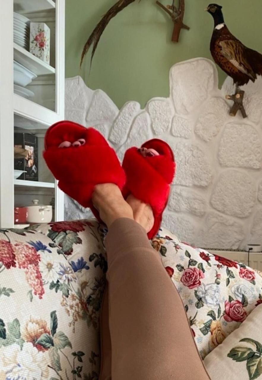 Lammfell - SANDALEN FLORIDA ROT - Schuhgröße: EUR 36