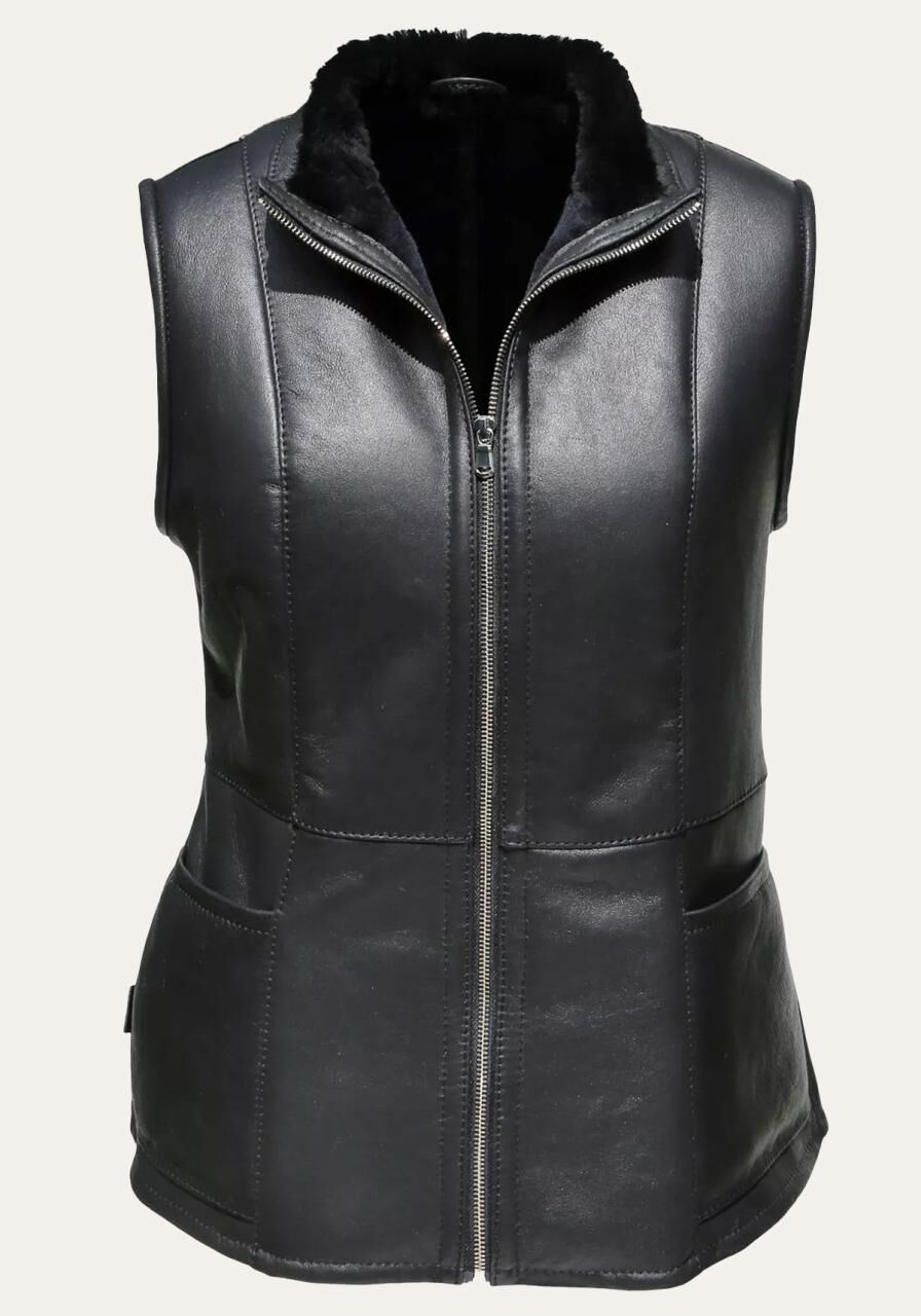 Anschmiegsame Lammfellweste für Damen Farbe Schwarz - Größe: S | Farbe: Schwarz